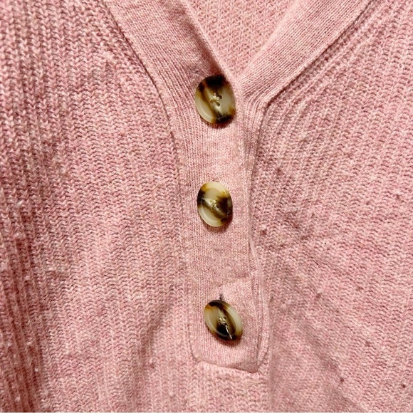 Madewell Ribbed Lyle Henley Size Medium Sweater Watermelon Sugar Pink Merino Woo - Picture 12 of 16